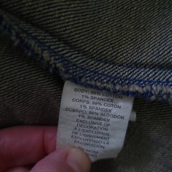 Children's Place Blue Jean Jacket Girls XL 14, Distress Bling Rhinestone Rivets - Picture 5 of 6